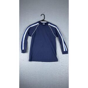 Utility Shirt Youth Medium Blue Long Sleeve Raglan Stripe Athletic‎ Made USA